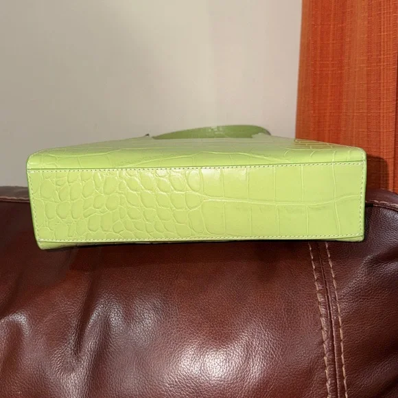 🔥🔥🔥NEW Staud Rey Green Croc Embossed Leather Shoulder Bag - Picture 8 of 14